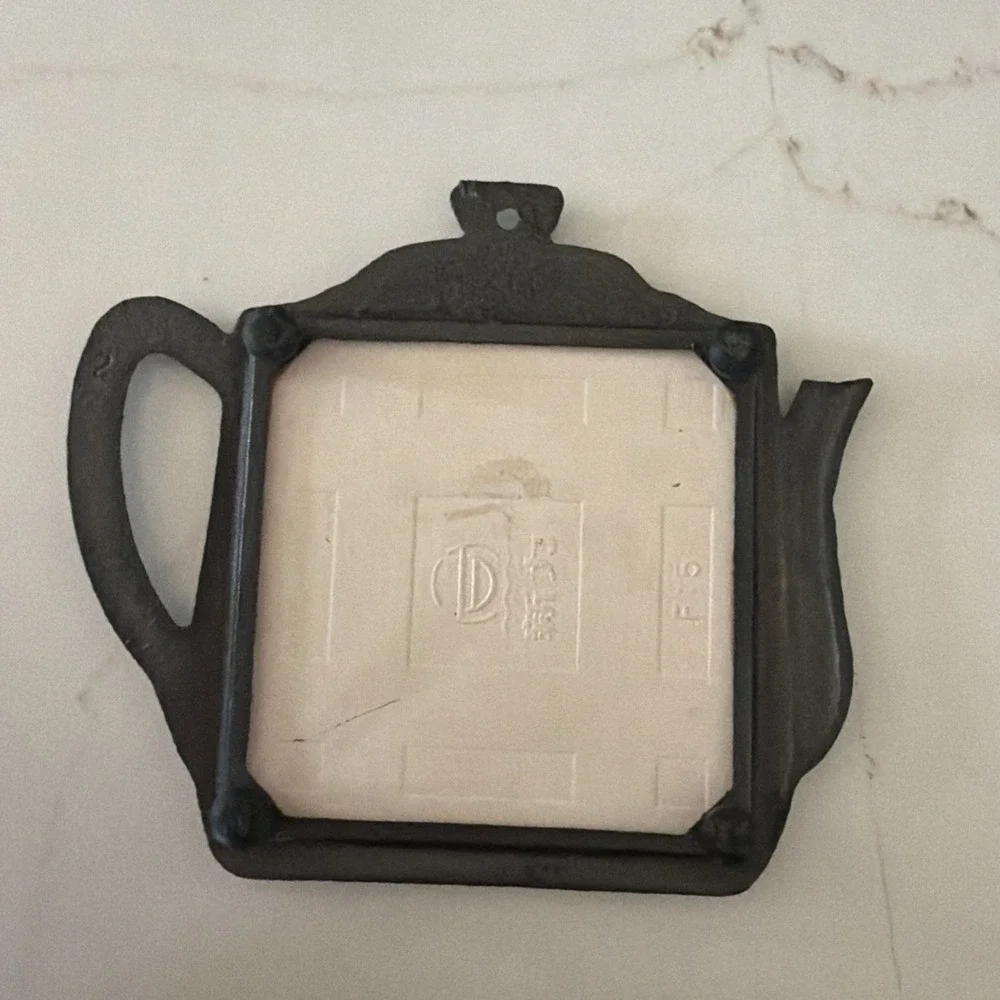 Vintage Peggy's Cove Nova Scotia trivet cast iron & tile hot pad wall decor 80s